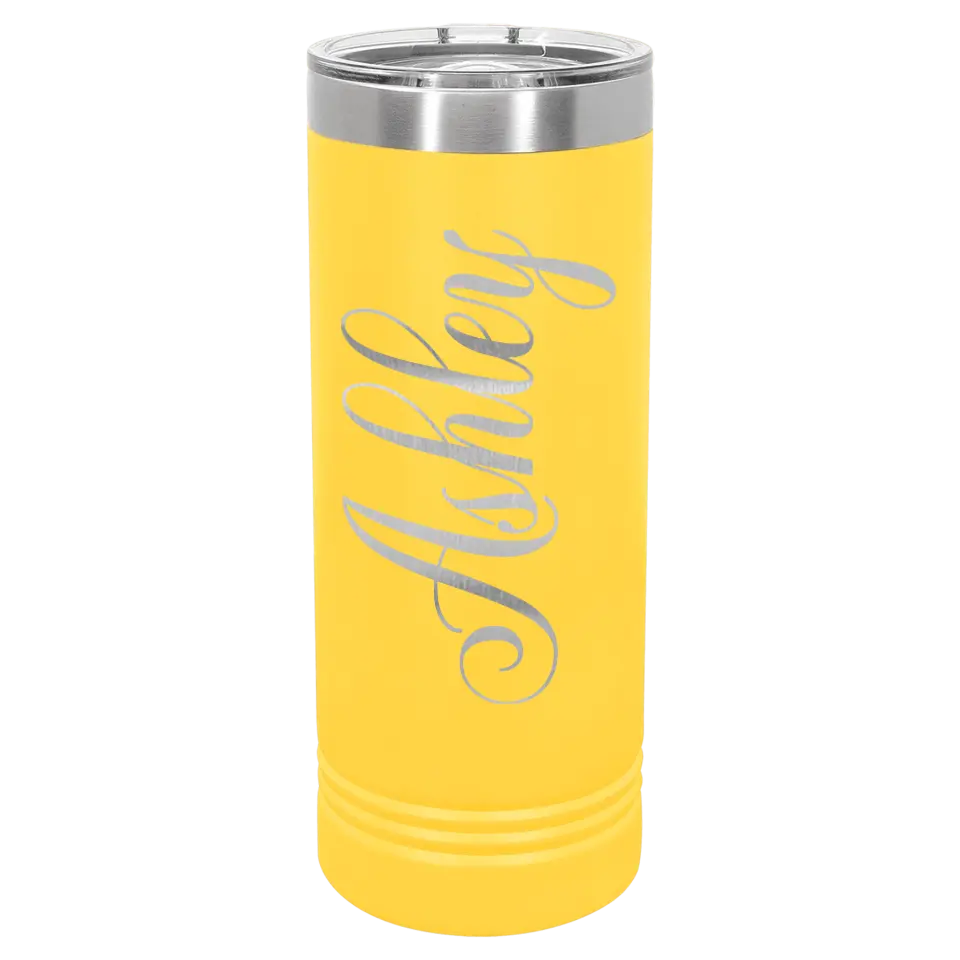 Double Walled Vacuum Insulated Ringneck Skinny Tumbler with Slider Lid - 22 oz - Cursive Name