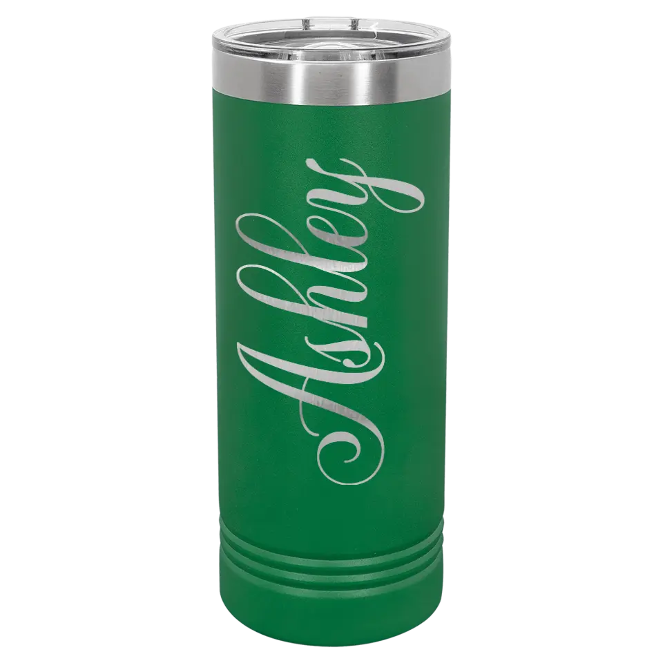 Double Walled Vacuum Insulated Ringneck Skinny Tumbler with Slider Lid - 22 oz - Cursive Name