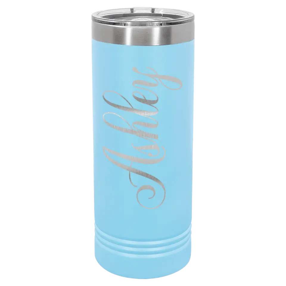 Double Walled Vacuum Insulated Ringneck Skinny Tumbler with Slider Lid - 22 oz - Cursive Name