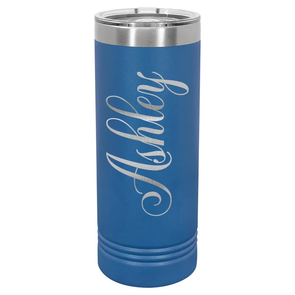 Double Walled Vacuum Insulated Ringneck Skinny Tumbler with Slider Lid - 22 oz - Cursive Name