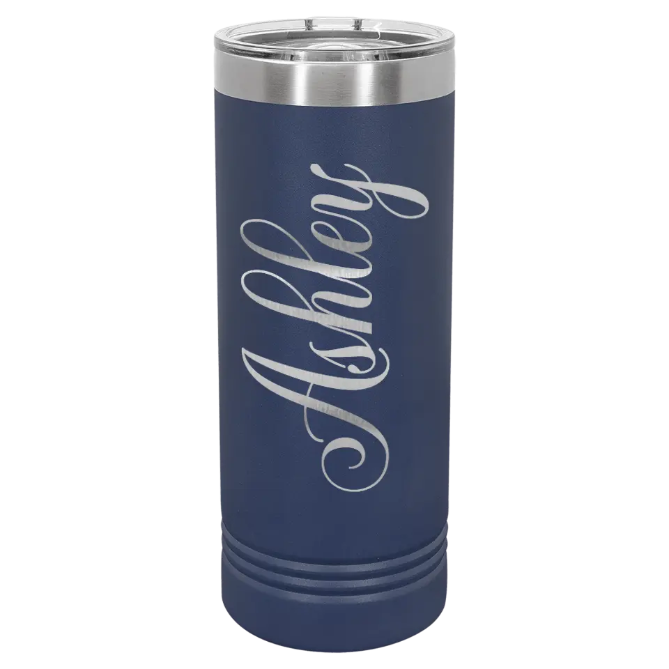 Double Walled Vacuum Insulated Ringneck Skinny Tumbler with Slider Lid - 22 oz - Cursive Name