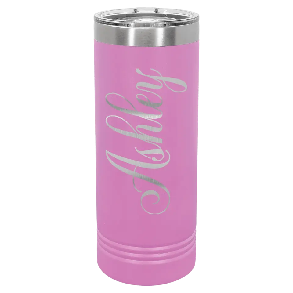 Double Walled Vacuum Insulated Ringneck Skinny Tumbler with Slider Lid - 22 oz - Cursive Name