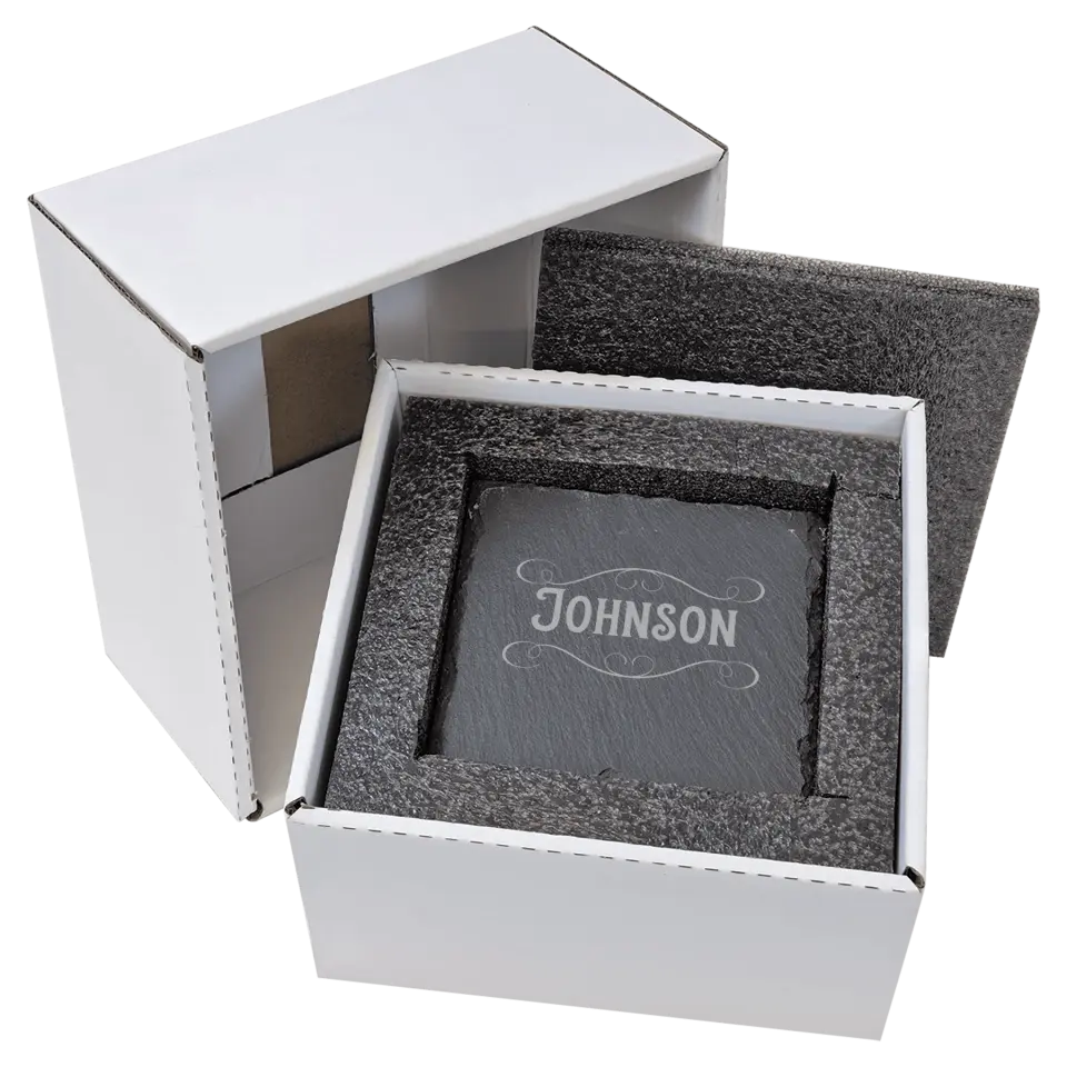 4" Square Slate Coasters 6 Piece Set - Classic Name