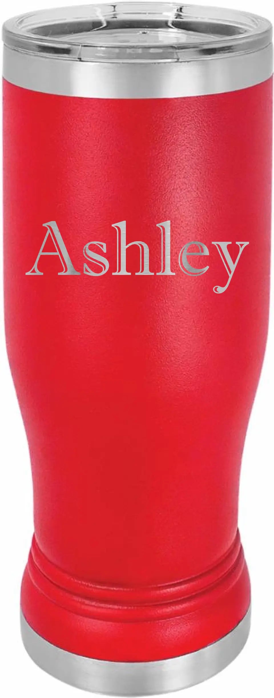 Double Walled Vacuum Insulated Pilsner Tumbler with Slider Lid - Horizontal Custom Name
