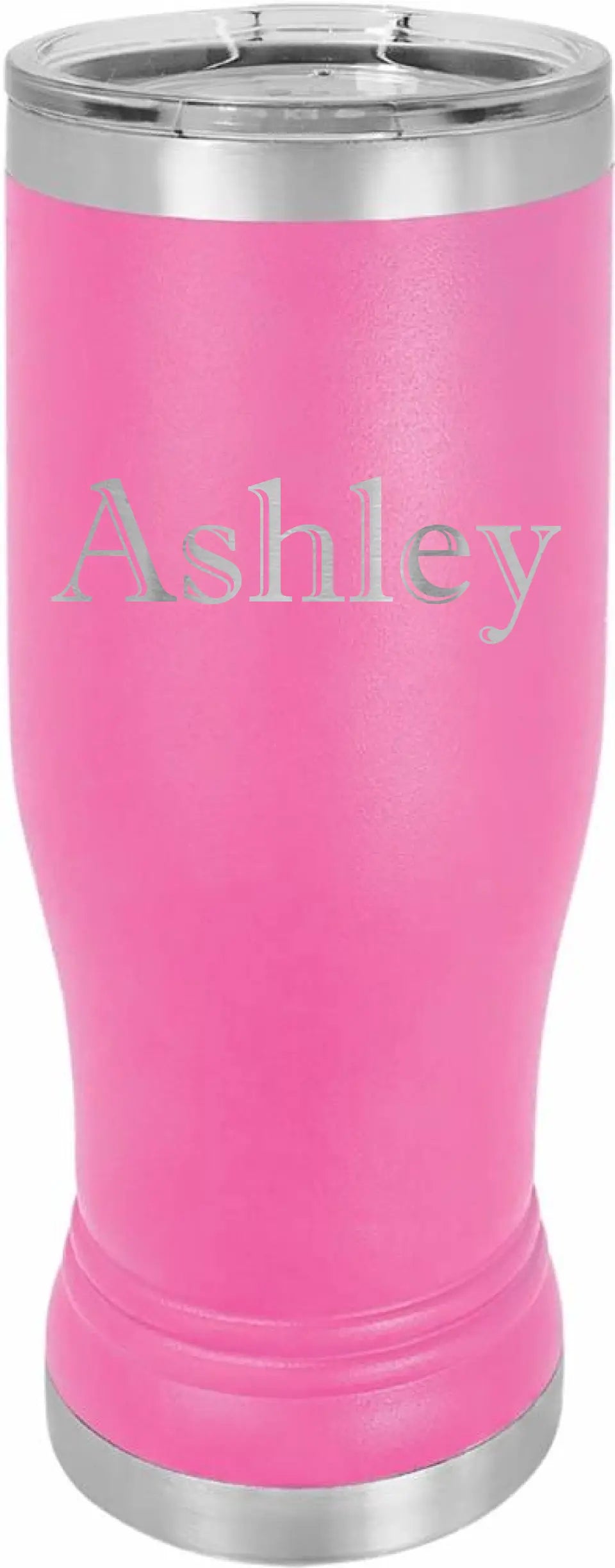 Double Walled Vacuum Insulated Pilsner Tumbler with Slider Lid - Horizontal Custom Name