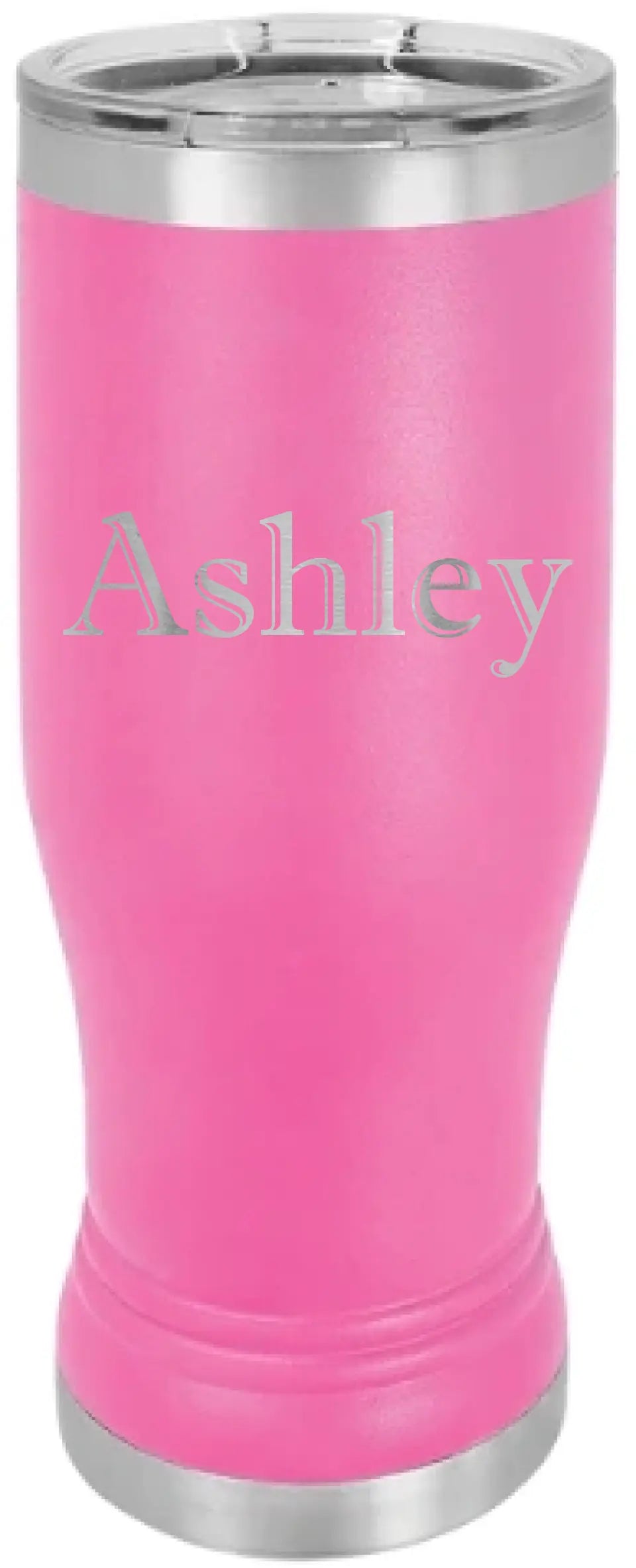 Double Walled Vacuum Insulated Pilsner Tumbler with Slider Lid - Horizontal Custom Name