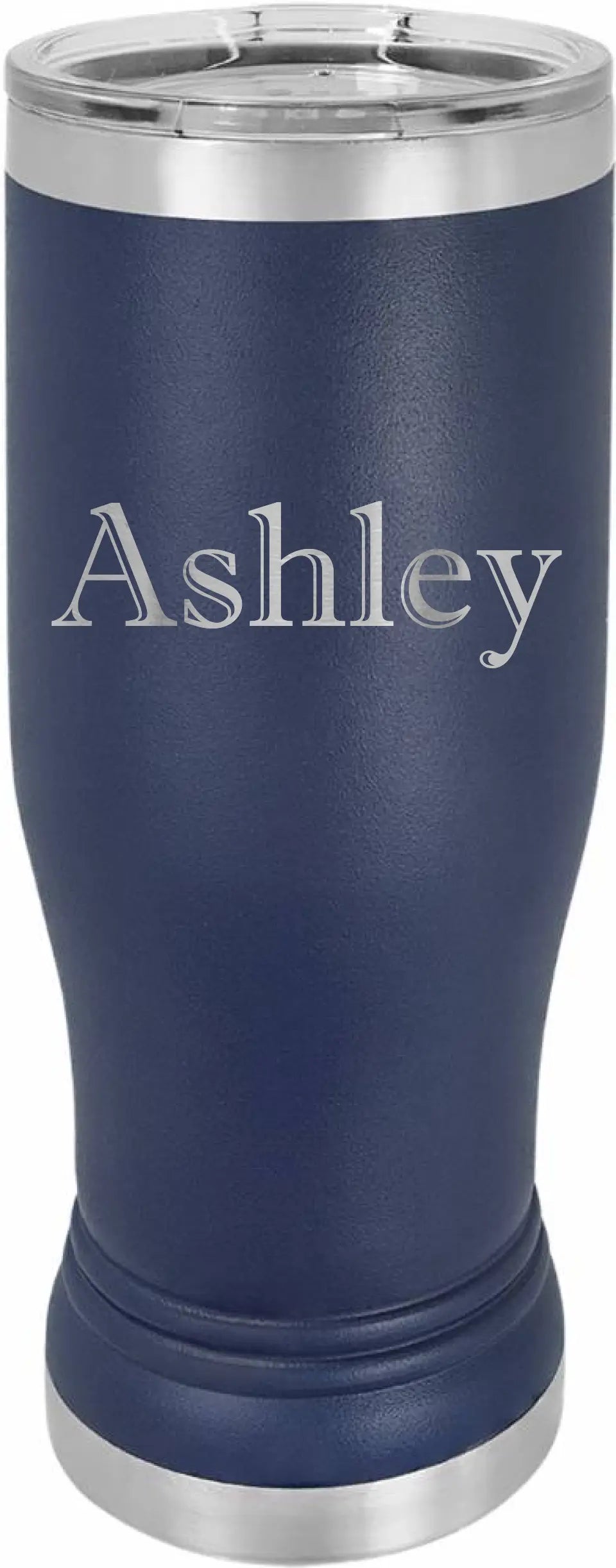Double Walled Vacuum Insulated Pilsner Tumbler with Slider Lid - Horizontal Custom Name