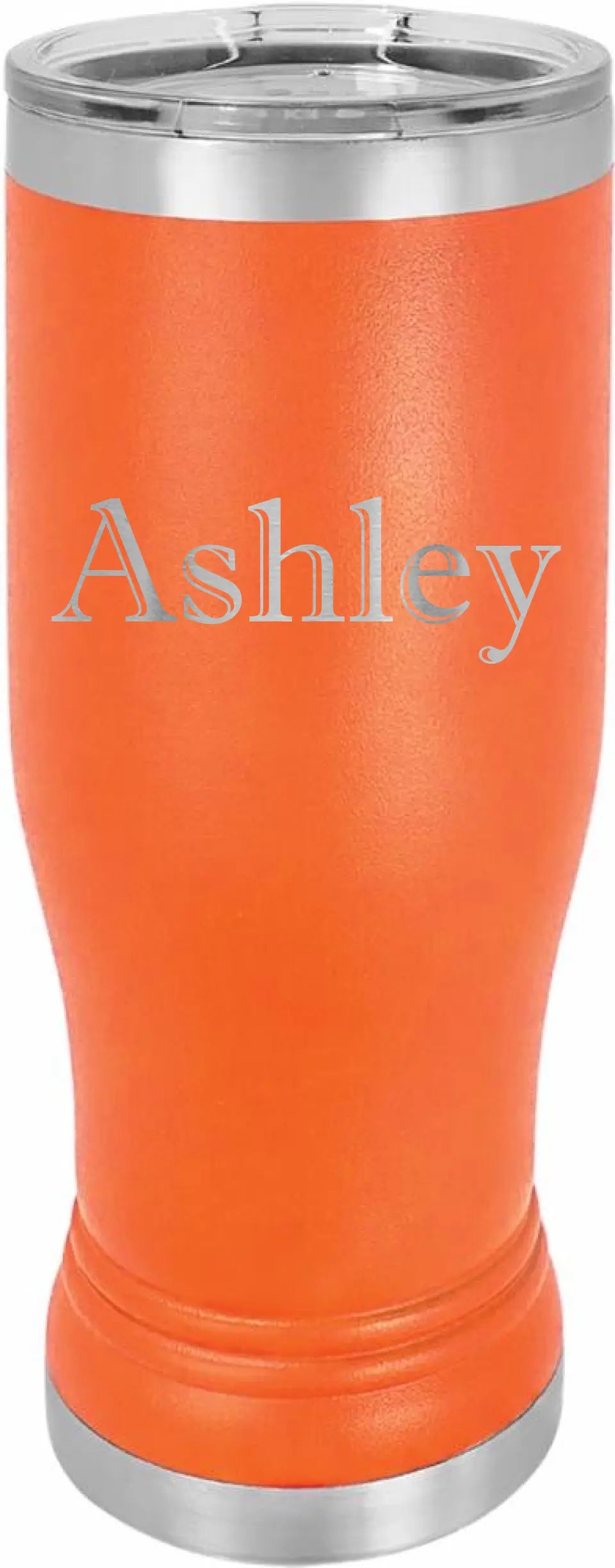 Double Walled Vacuum Insulated Pilsner Tumbler with Slider Lid - Horizontal Custom Name
