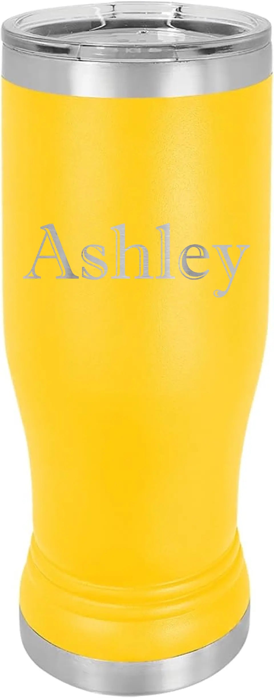 Double Walled Vacuum Insulated Pilsner Tumbler with Slider Lid - Horizontal Custom Name