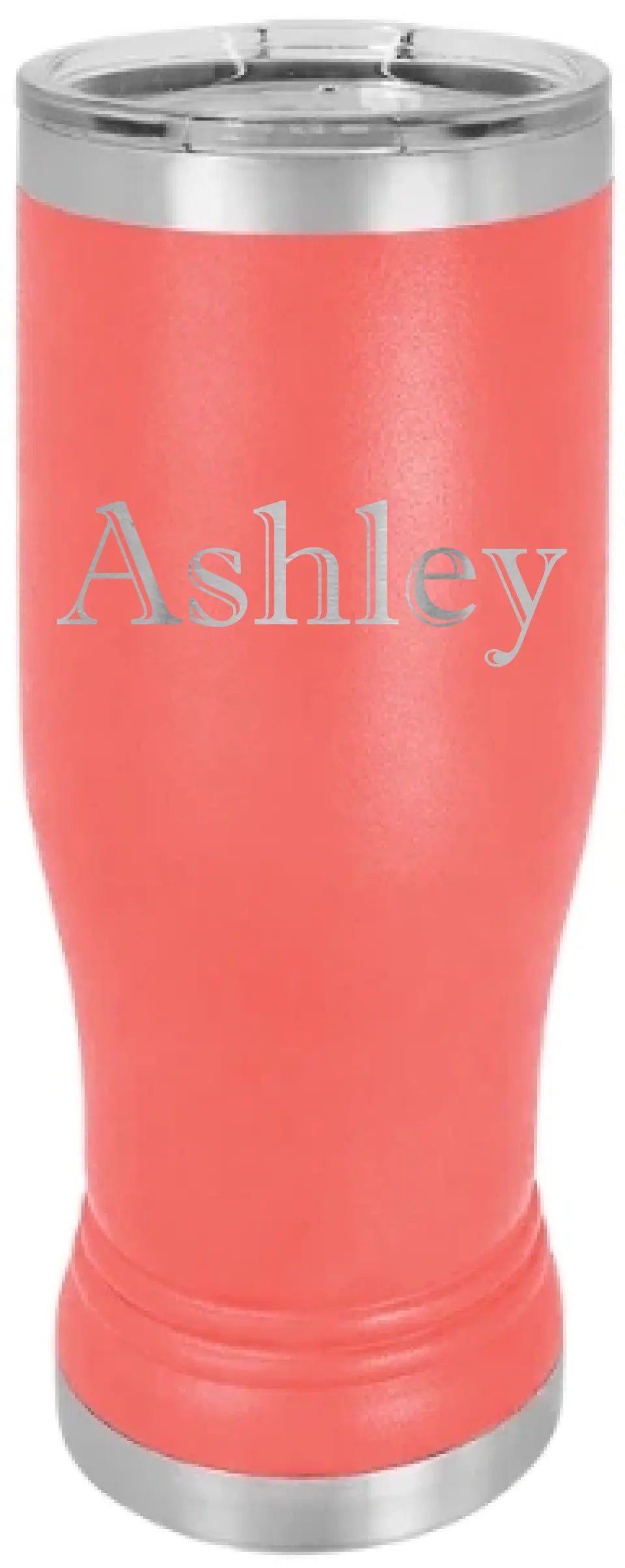 Double Walled Vacuum Insulated Pilsner Tumbler with Slider Lid - Horizontal Custom Name