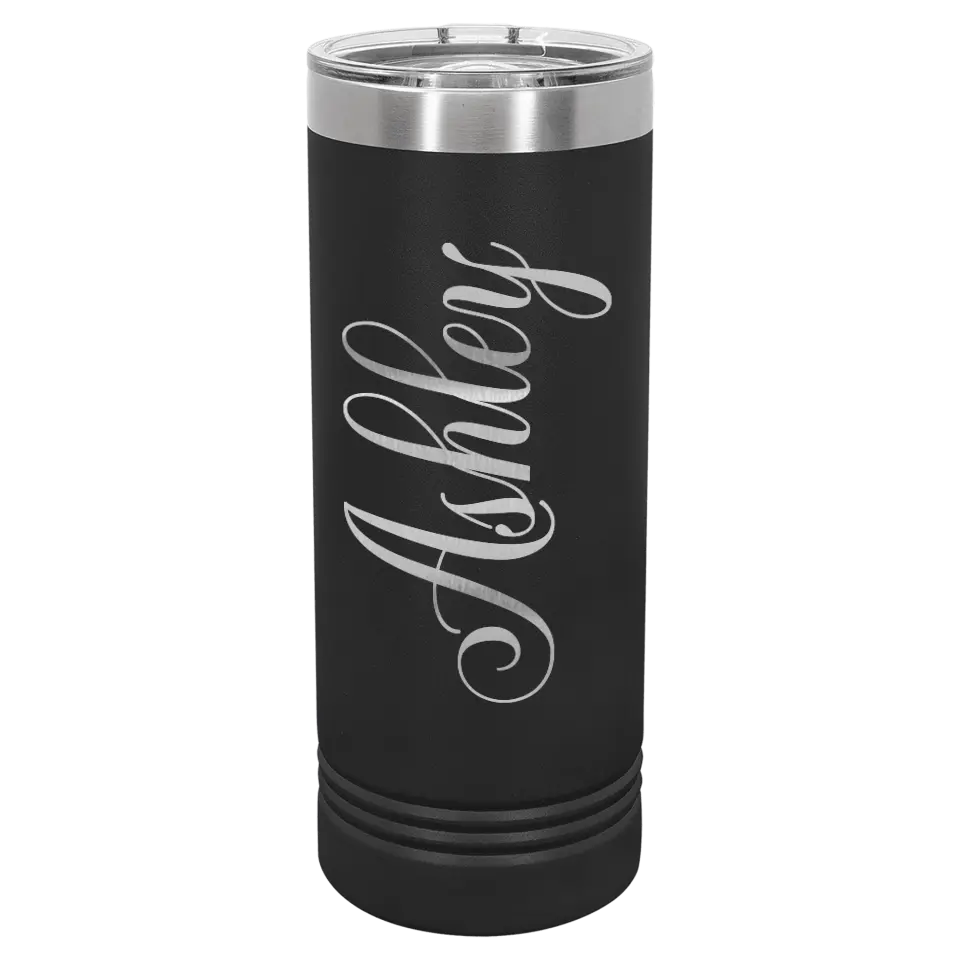 Double Walled Vacuum Insulated Ringneck Skinny Tumbler with Slider Lid - 22 oz - Cursive Name