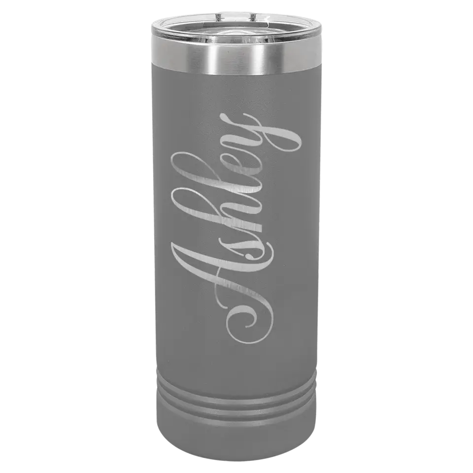 Double Walled Vacuum Insulated Ringneck Skinny Tumbler with Slider Lid - 22 oz - Cursive Name