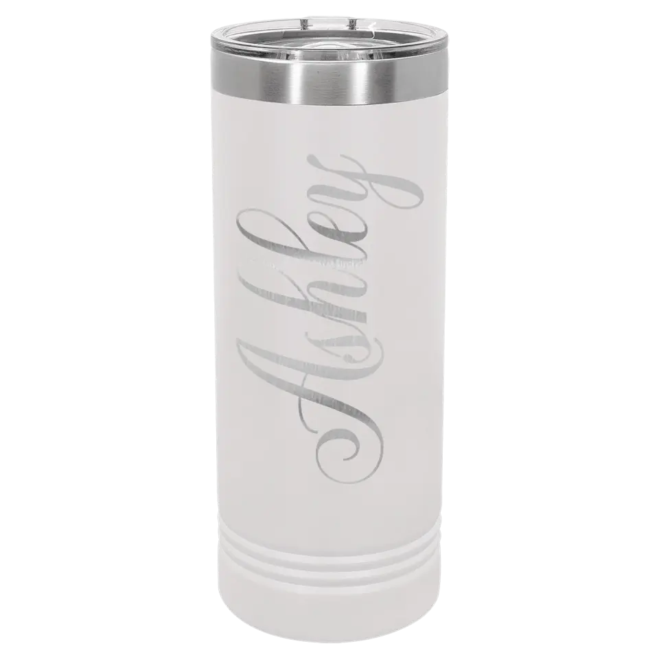 Double Walled Vacuum Insulated Ringneck Skinny Tumbler with Slider Lid - 22 oz - Cursive Name