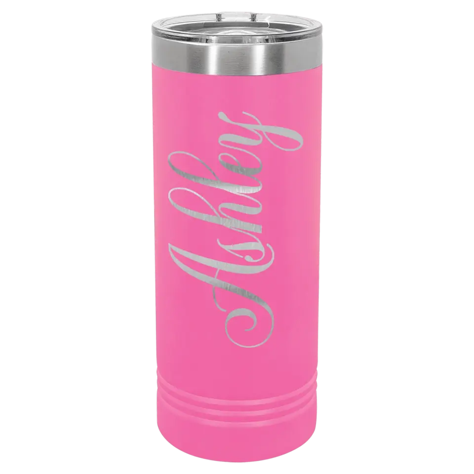 Double Walled Vacuum Insulated Ringneck Skinny Tumbler with Slider Lid - 22 oz - Cursive Name