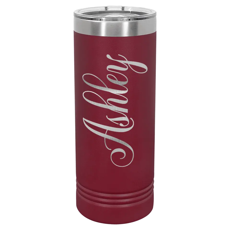 Double Walled Vacuum Insulated Ringneck Skinny Tumbler with Slider Lid - 22 oz - Cursive Name