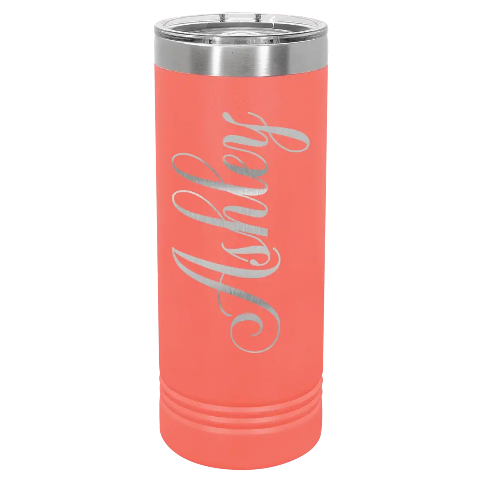Double Walled Vacuum Insulated Ringneck Skinny Tumbler with Slider Lid - 22 oz - Cursive Name