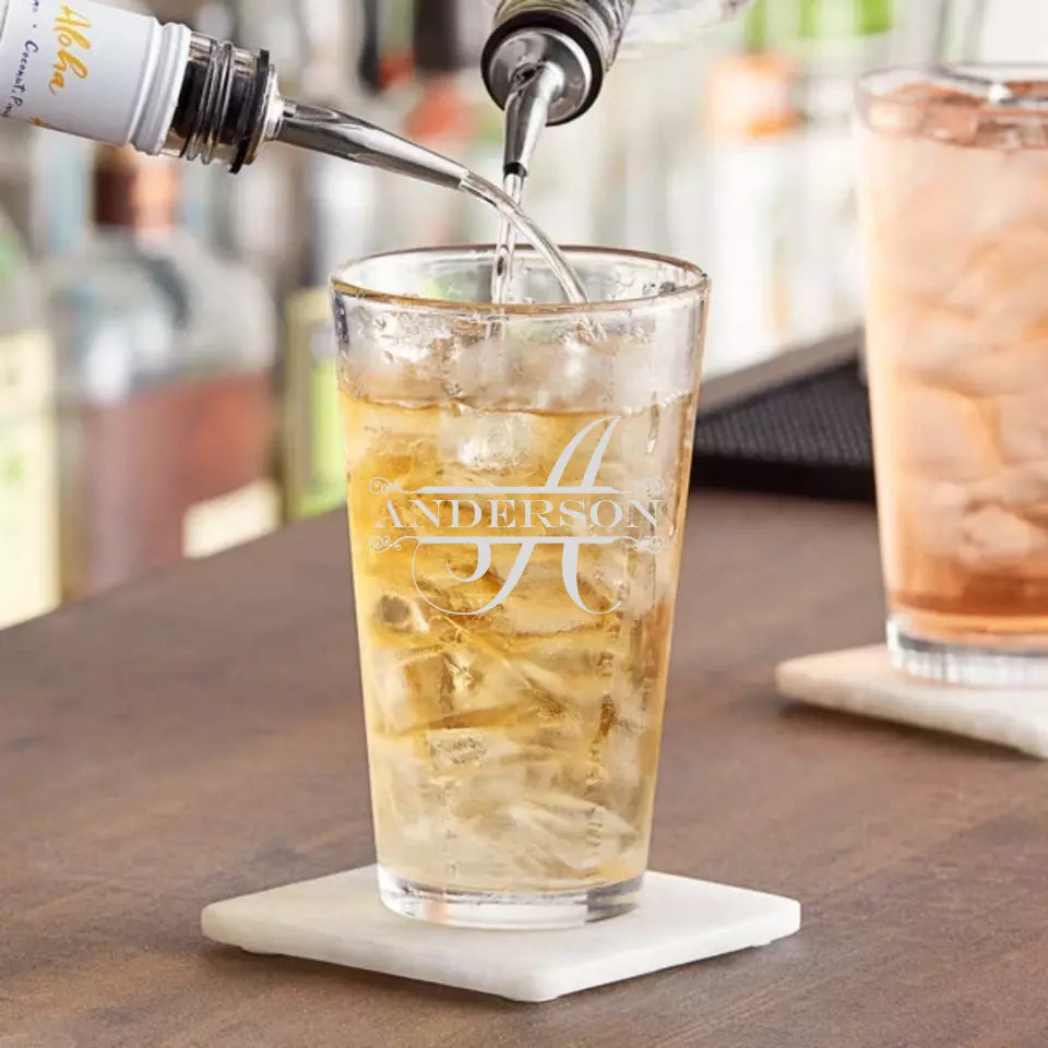 Classic Pint Glass - Split Monogram With Name