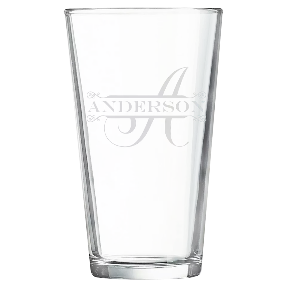 Classic Pint Glass - Split Monogram With Name