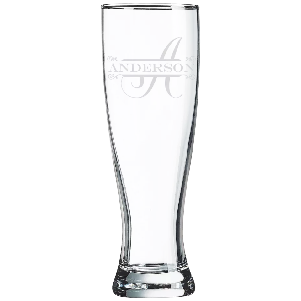 Classic Pilsner Glass - Split Monogram With Name