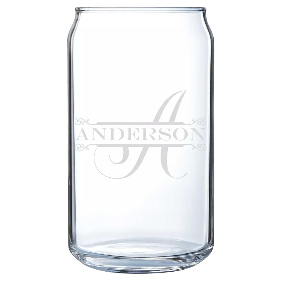 Beer Can Glass - Split Monogram With Name