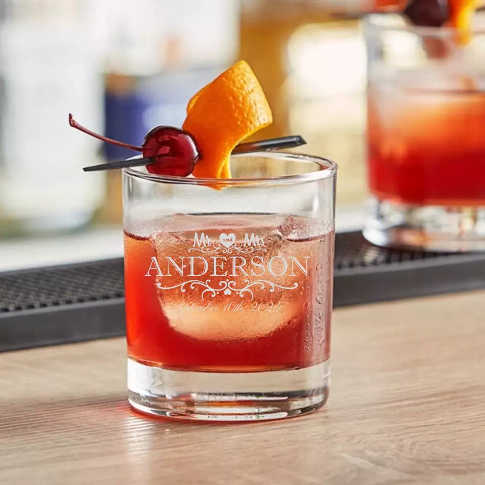 Old Fashioned - Rocks Glass - Split Monogram With Name copy