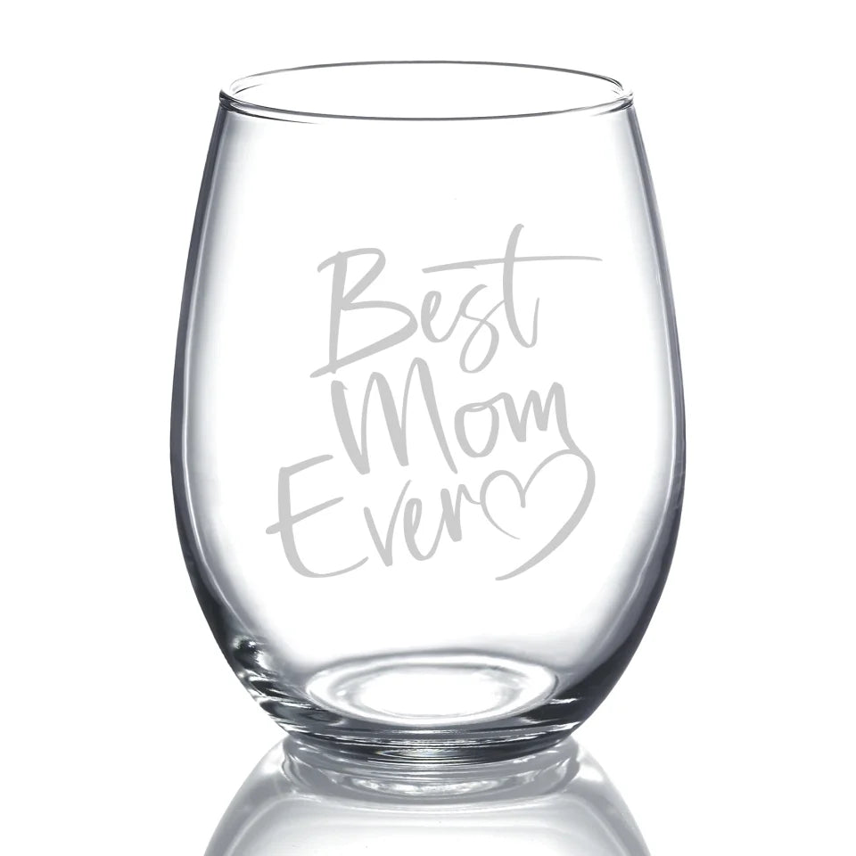 Cute & Funny Mom Themed Stemless Wine Glasses In 3 Sizes