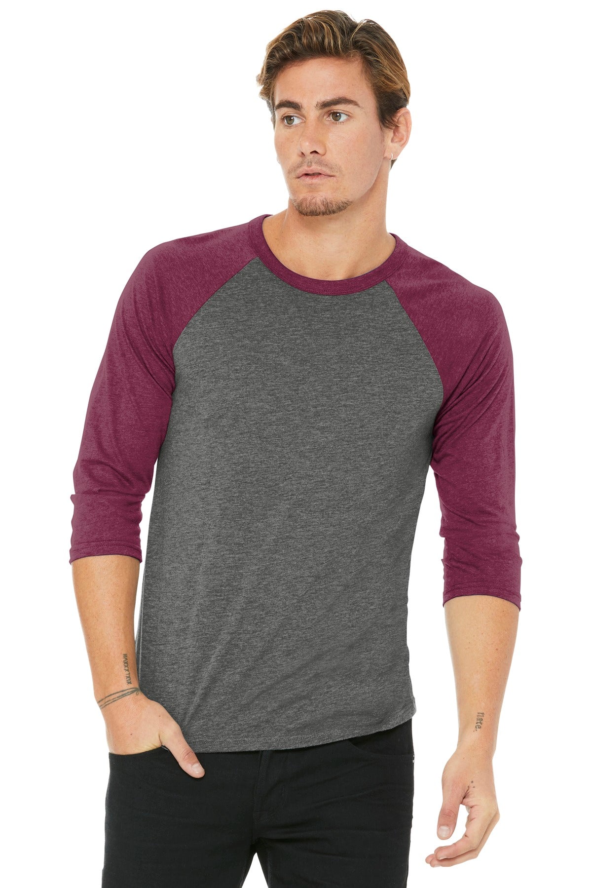 Model Grey/ Maroon Triblend