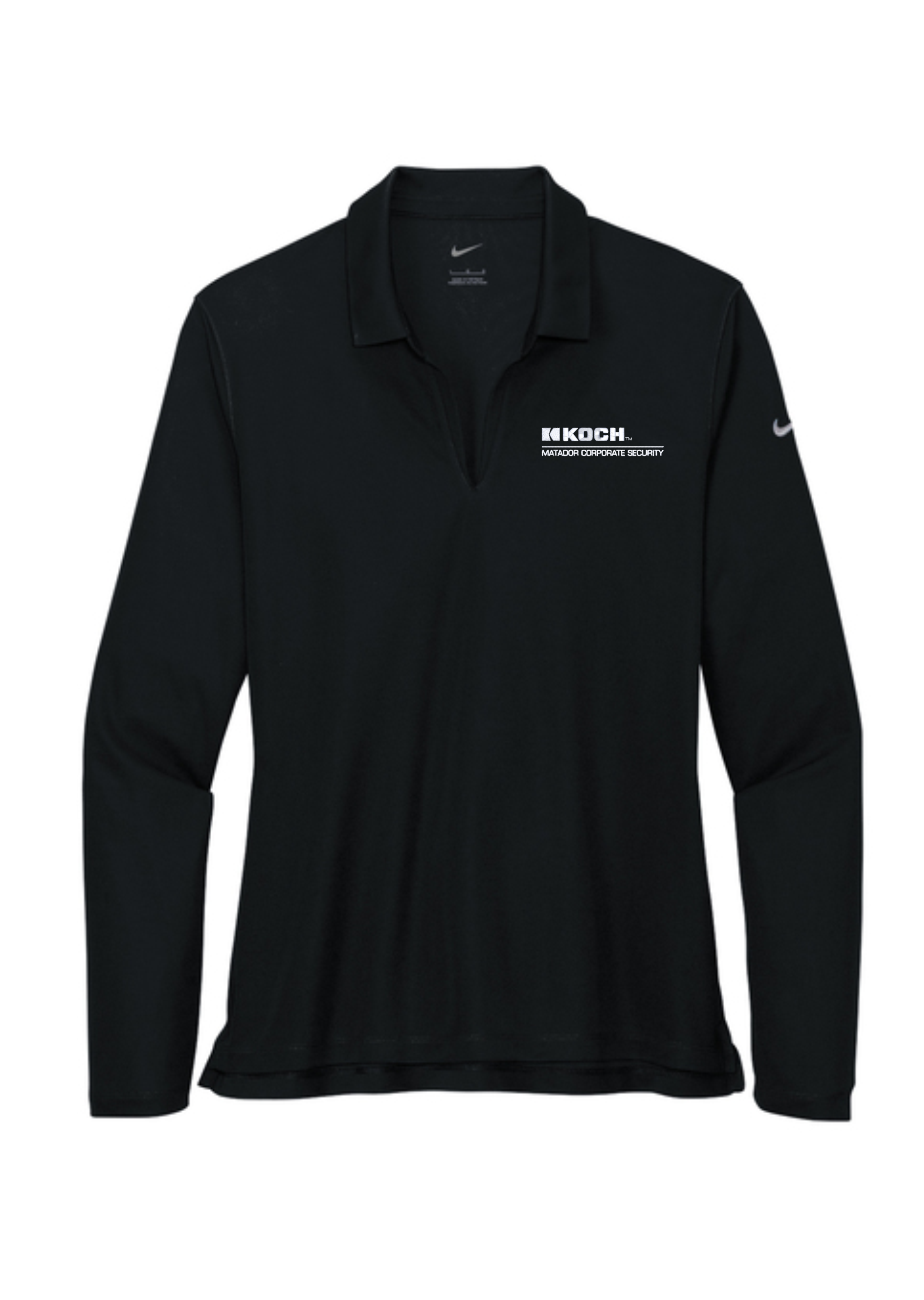 Nike NKDC2105 Women's Dri-FIT Micro Pique 20 Long Sleeve Polo With Koch Text Embroidery
