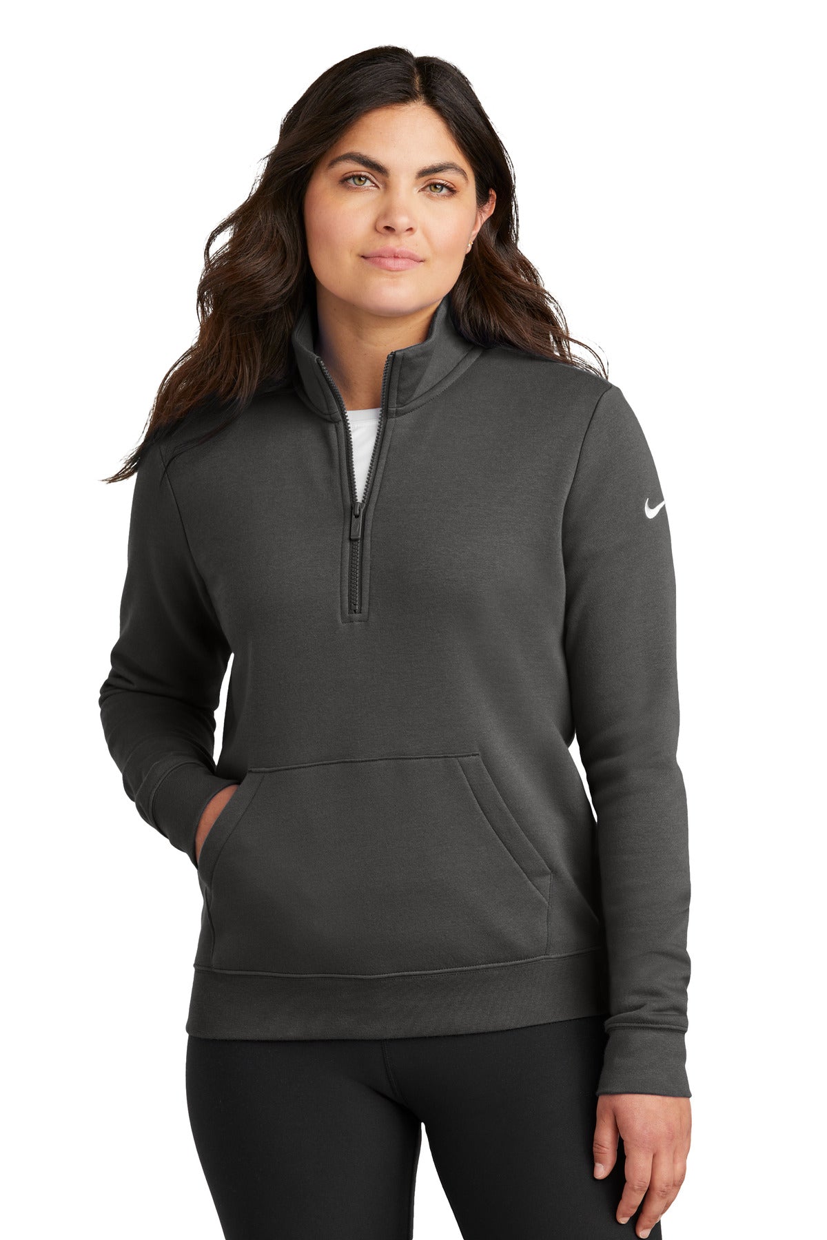 Nike NKDX6720 Women's Club Fleece Sleeve Swoosh 1/2-Zip With Custom Embroidery