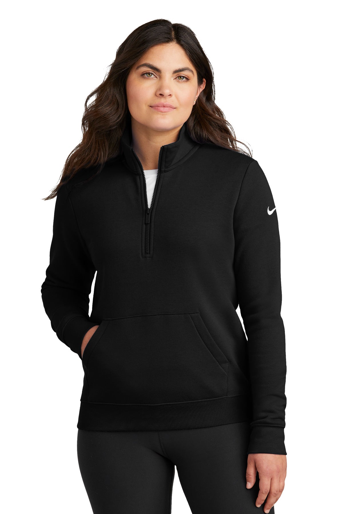 Nike NKDX6720 Women's Club Fleece Sleeve Swoosh 1/2-Zip With Custom Embroidery