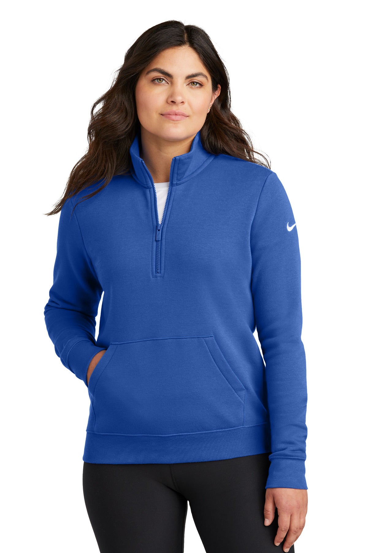 Nike NKDX6720 Women's Club Fleece Sleeve Swoosh 1/2-Zip With Custom Embroidery
