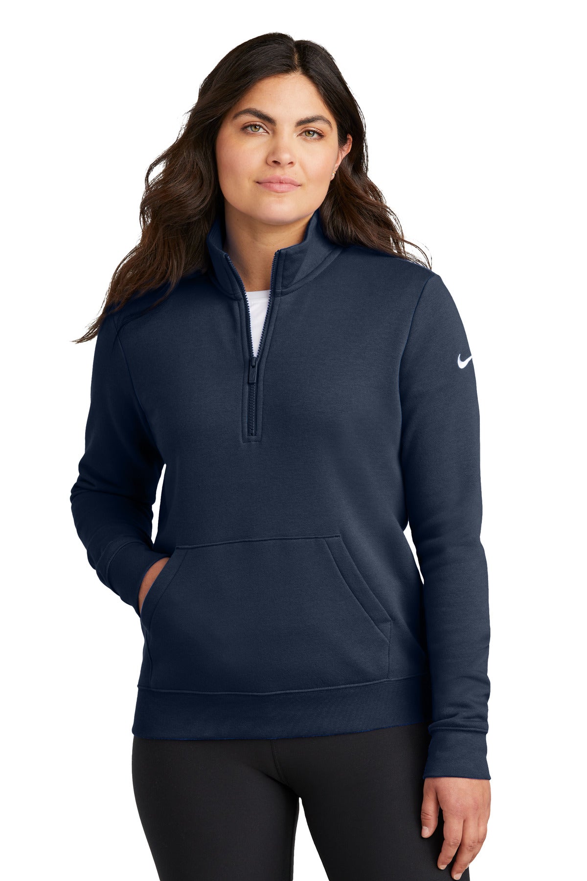 Nike NKDX6720 Women's Club Fleece Sleeve Swoosh 1/2-Zip With Custom Embroidery