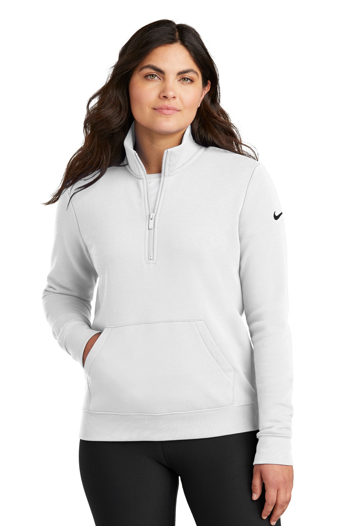 Nike NKDX6720 Women's Club Fleece Sleeve Swoosh 1/2-Zip With Custom Embroidery