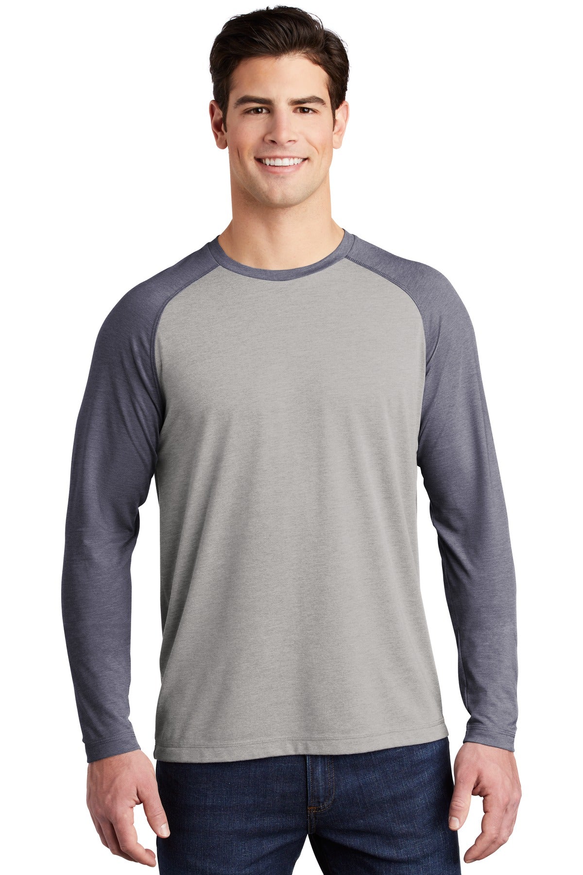 Model True Navy Heather/ Light Grey Heather