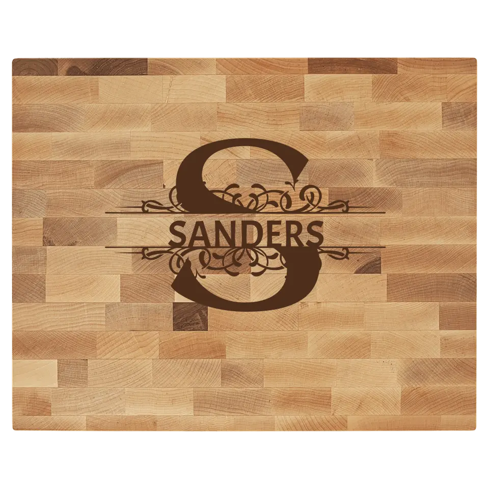 Maple Butcherblock Cutting Board - Personalized Monogram Last Name
