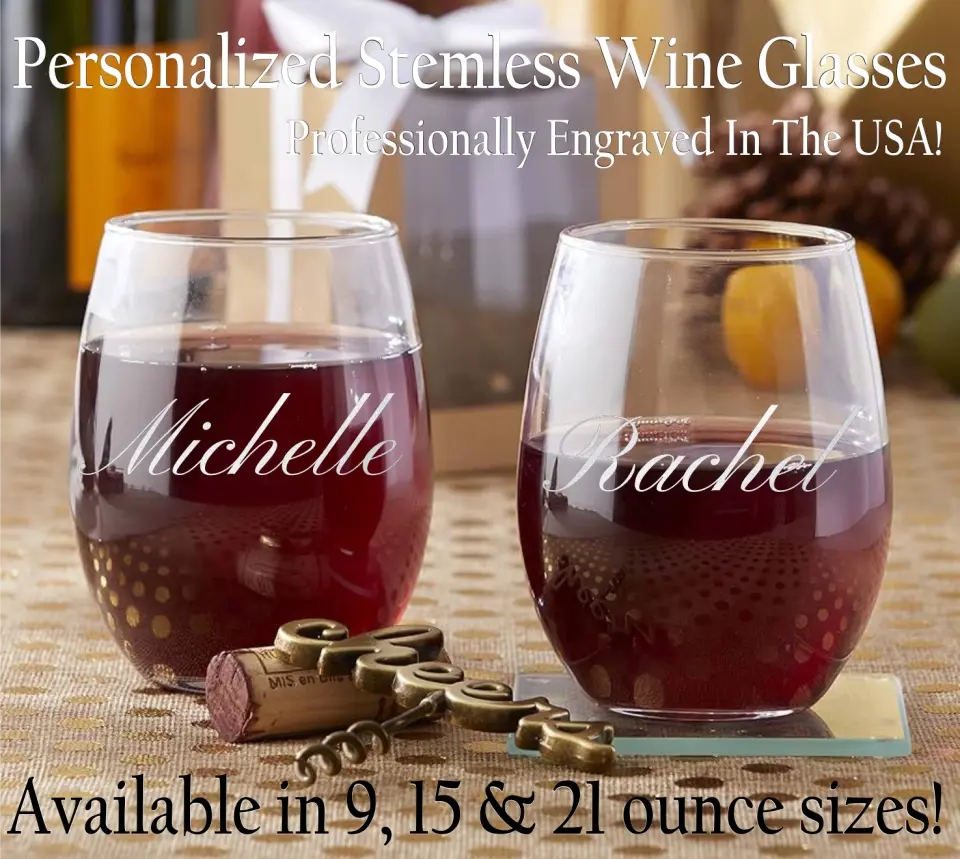 Stemless Wine Glass - Laser Engraved Name