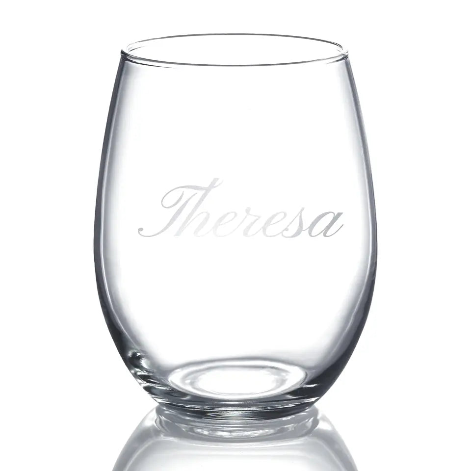 Stemless Wine Glass - Laser Engraved Name
