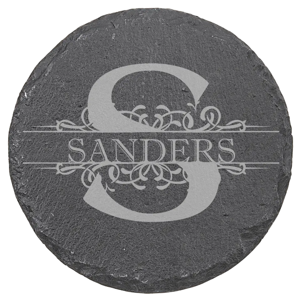 4" Round Slate Coasters - Monogram Name