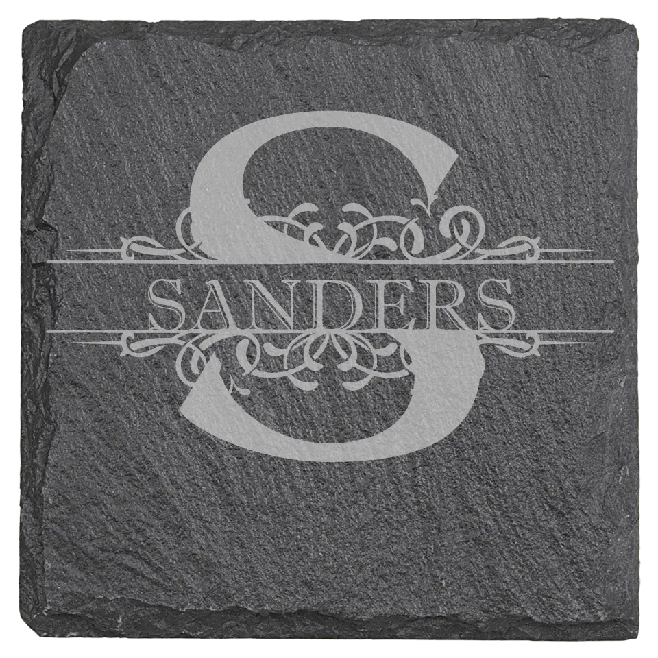 4" Square Slate Coasters - Monogram Name