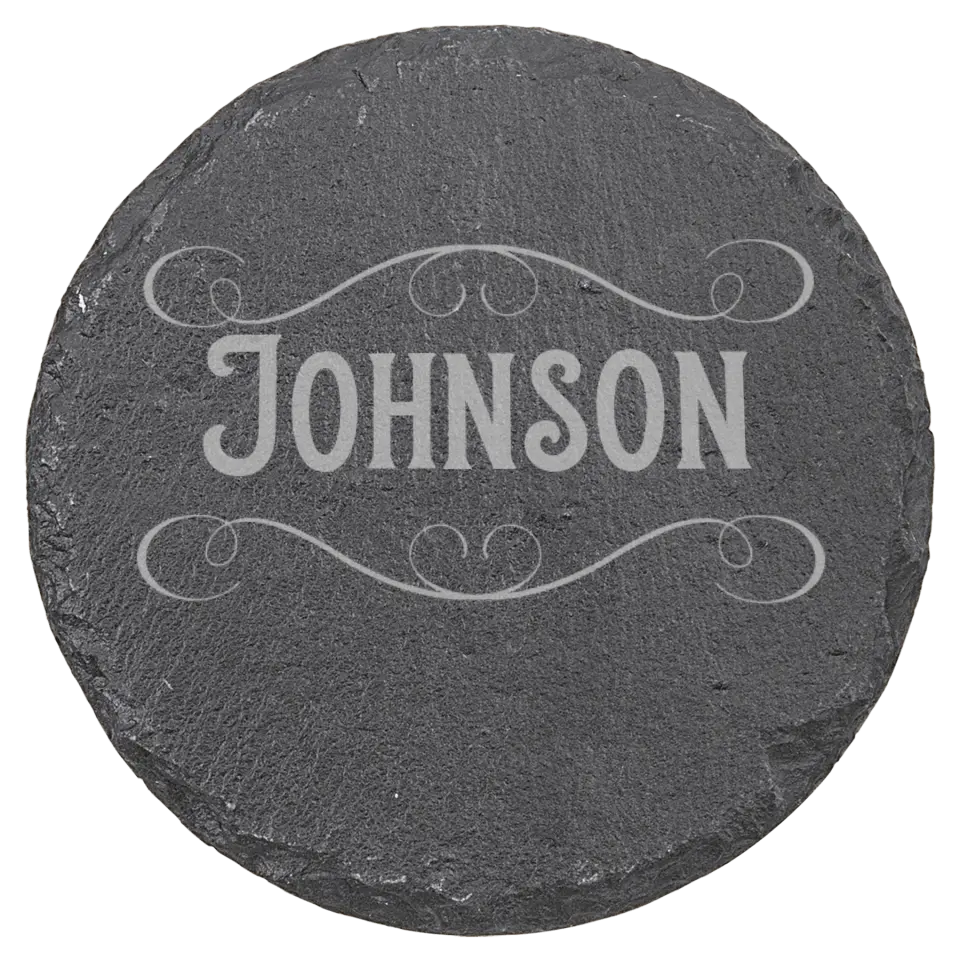 4" Round Slate Coasters 6 Piece Set - Classic Name