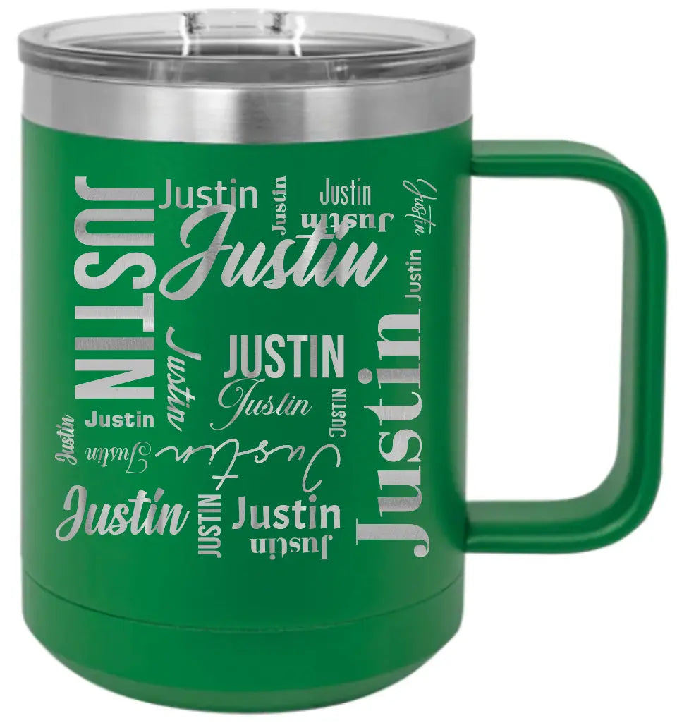Double Walled Vacuum Insulated Travel Mug - Medium First Name On Repeat