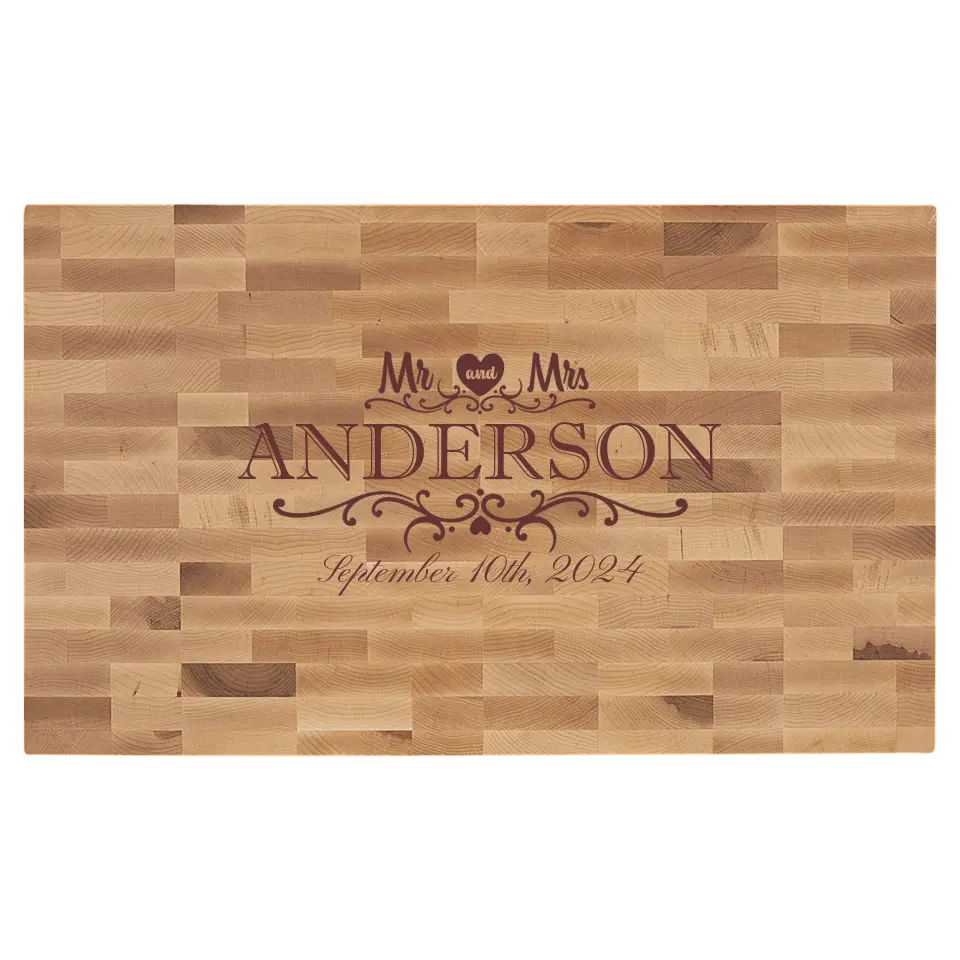 Maple Butcherblock Cutting Board - Personalized Mr. & Mrs.