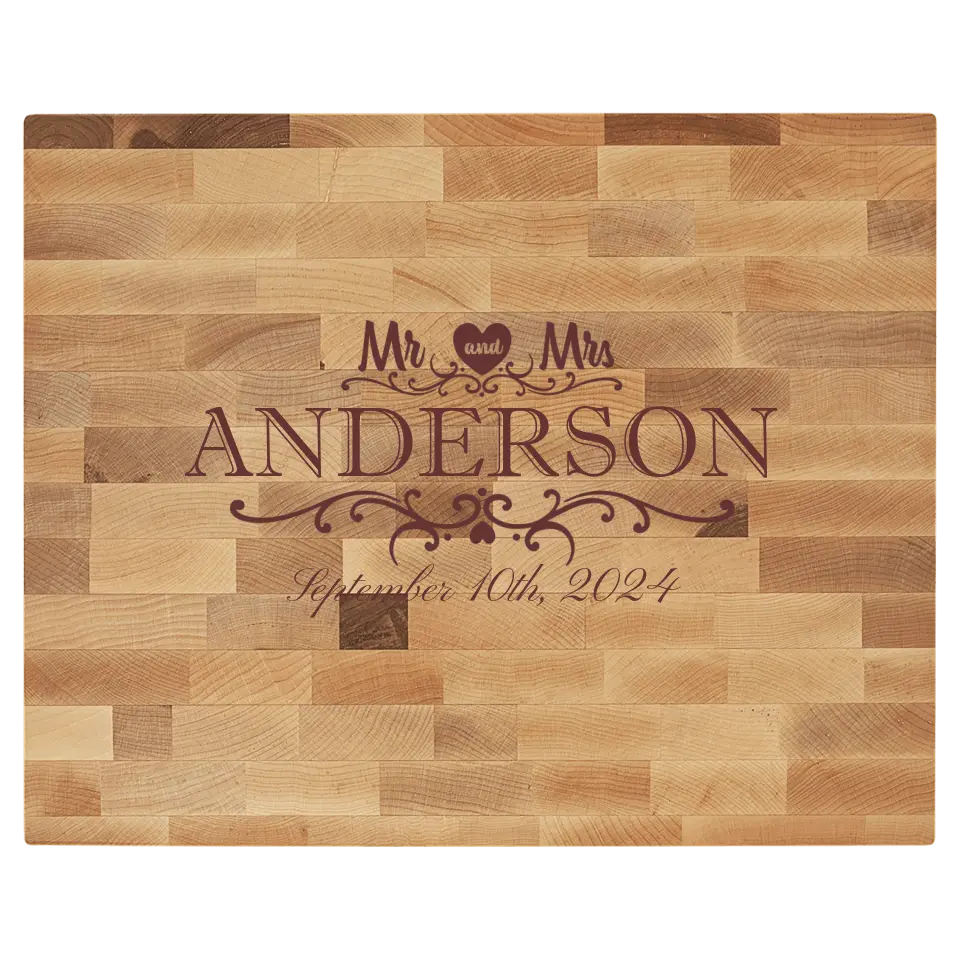 Maple Butcherblock Cutting Board - Personalized Mr. & Mrs.