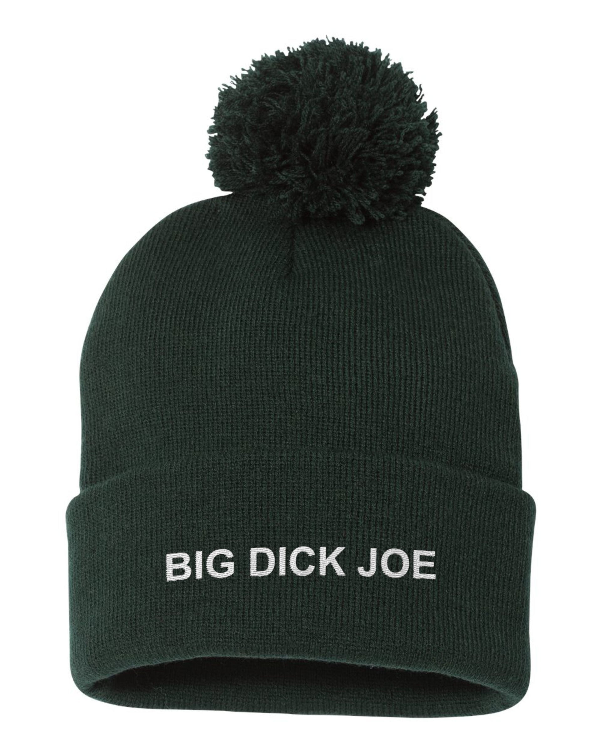 Big Dick Joe Embroidered Knit Beanie Pom Cap