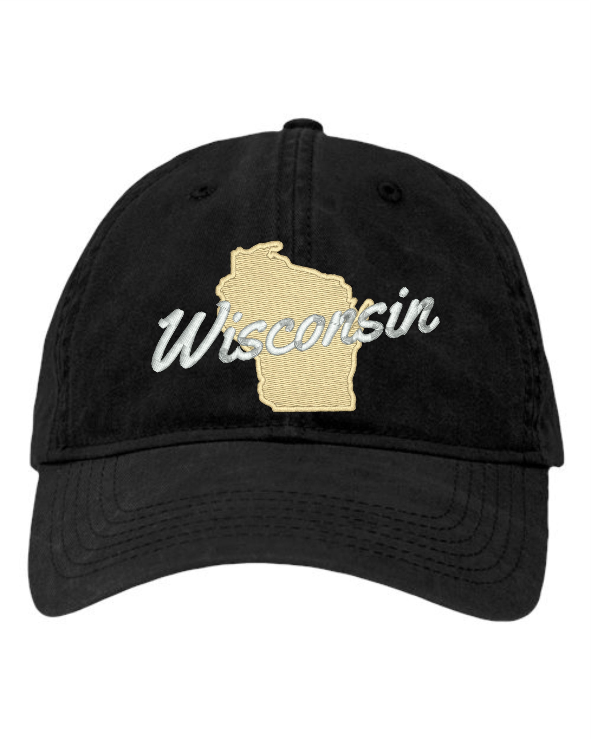 Wisconsin Metallic Silver Script & Gold Silhouette Embroidered Deluxe