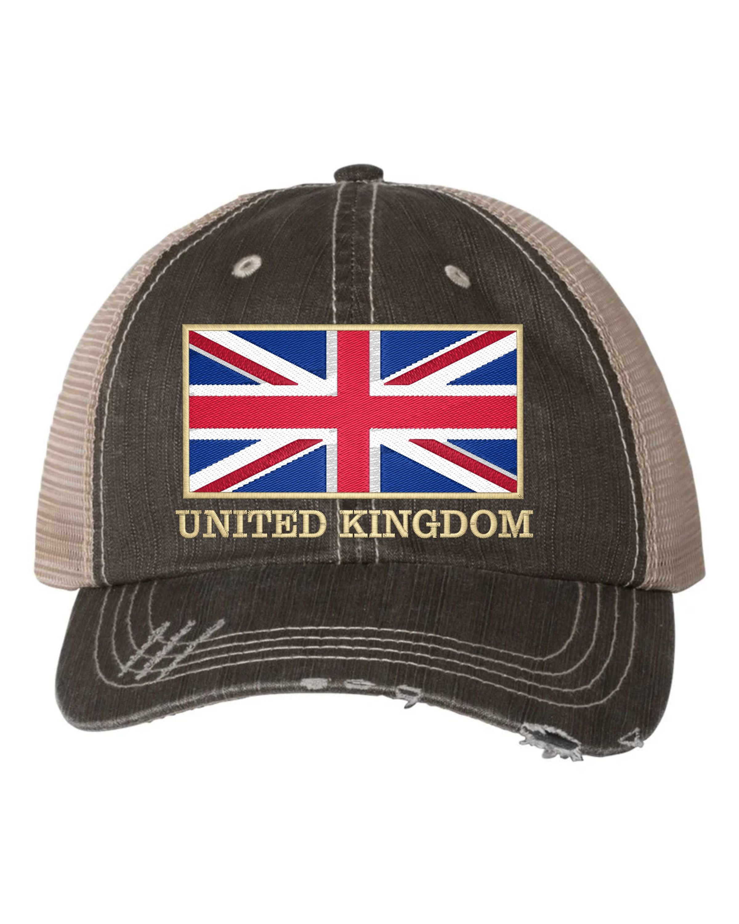 United Kingdom Flag Classy Gold Trim British Pride Embroidered Distres