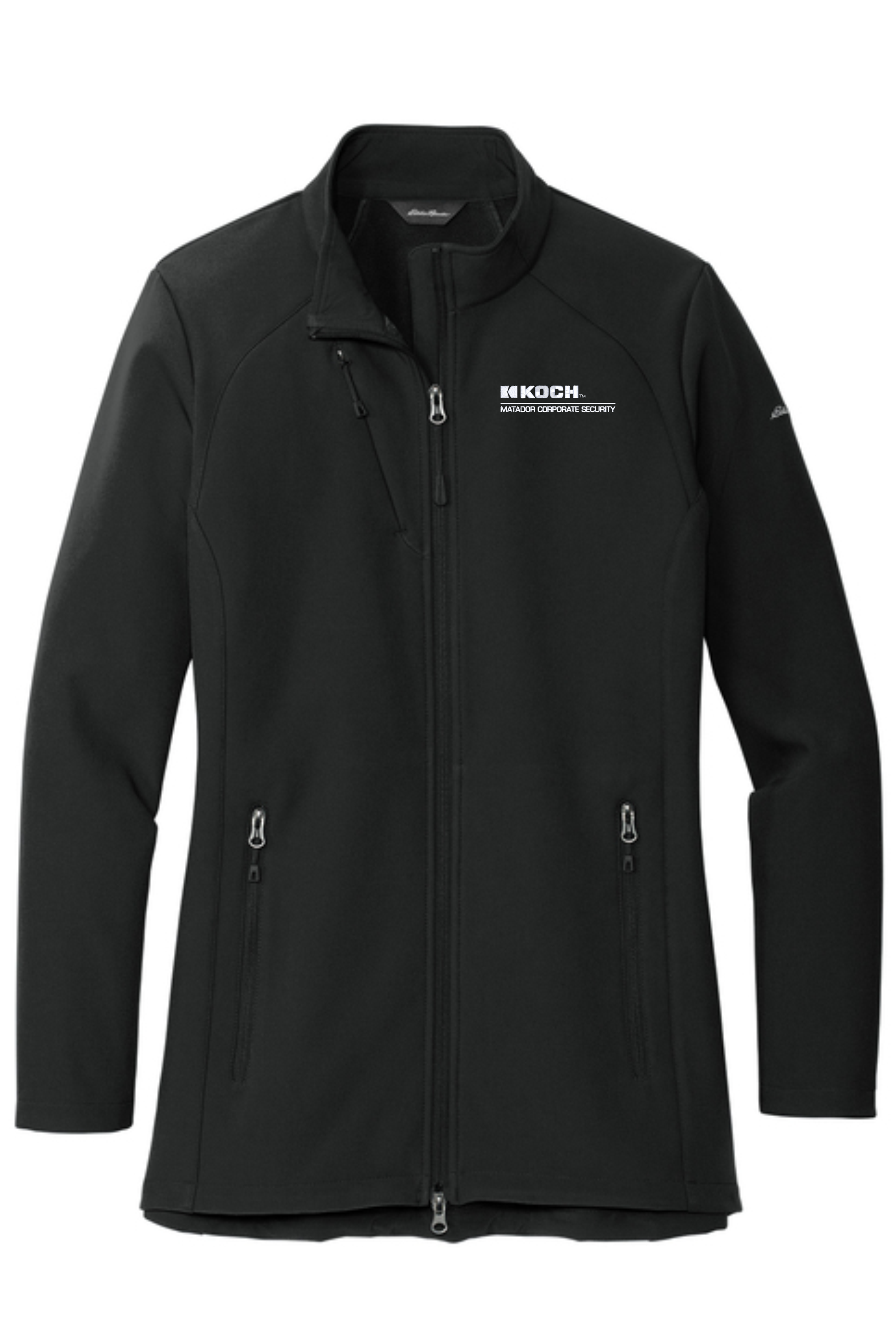 Eddie Bauer EB545 Women's Stretch Soft Shell Jacket With Koch Text Embroidery