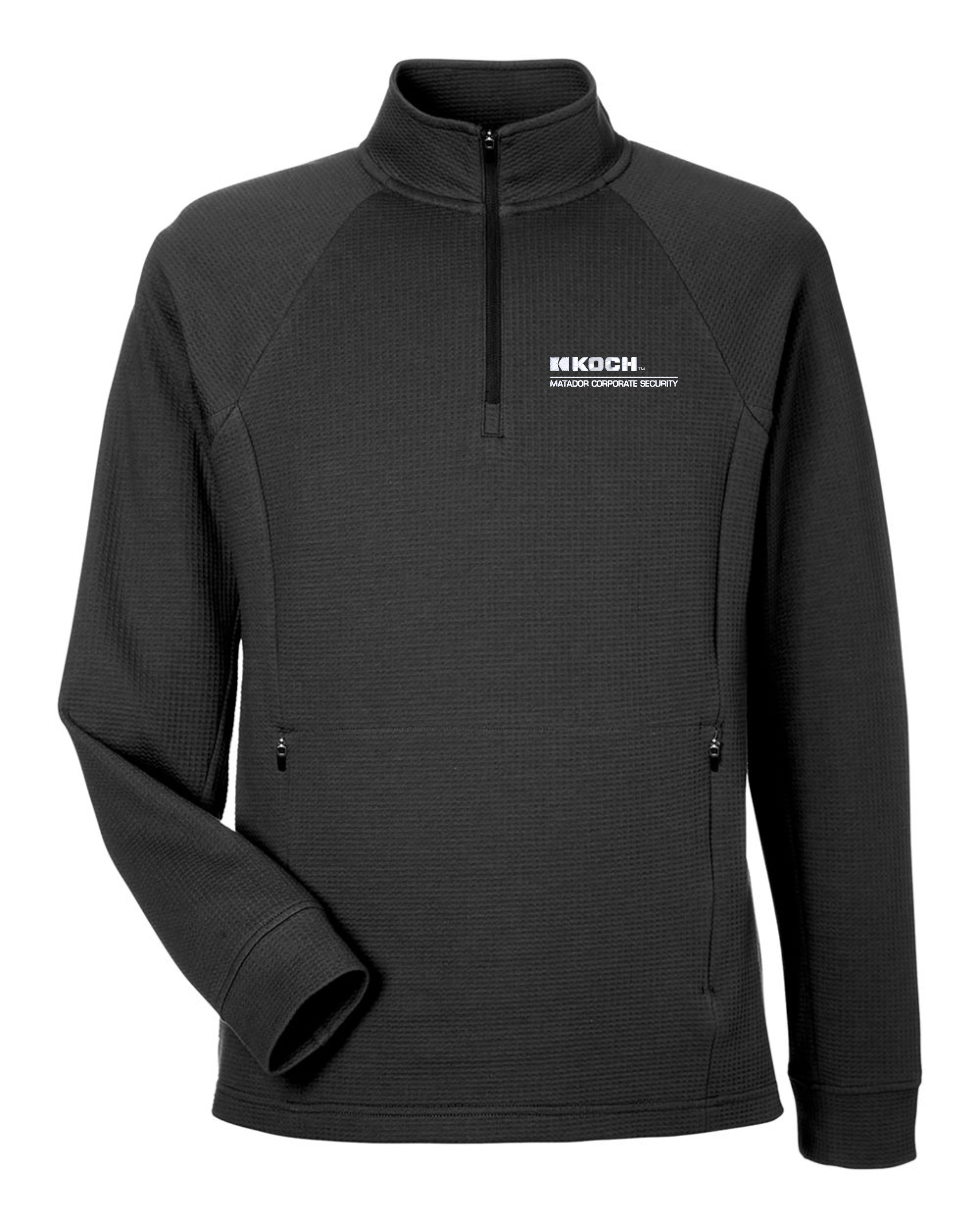 North End NE200 Rhythm Waffle Quarter-Zip Pullover With Koch Text Embroidery