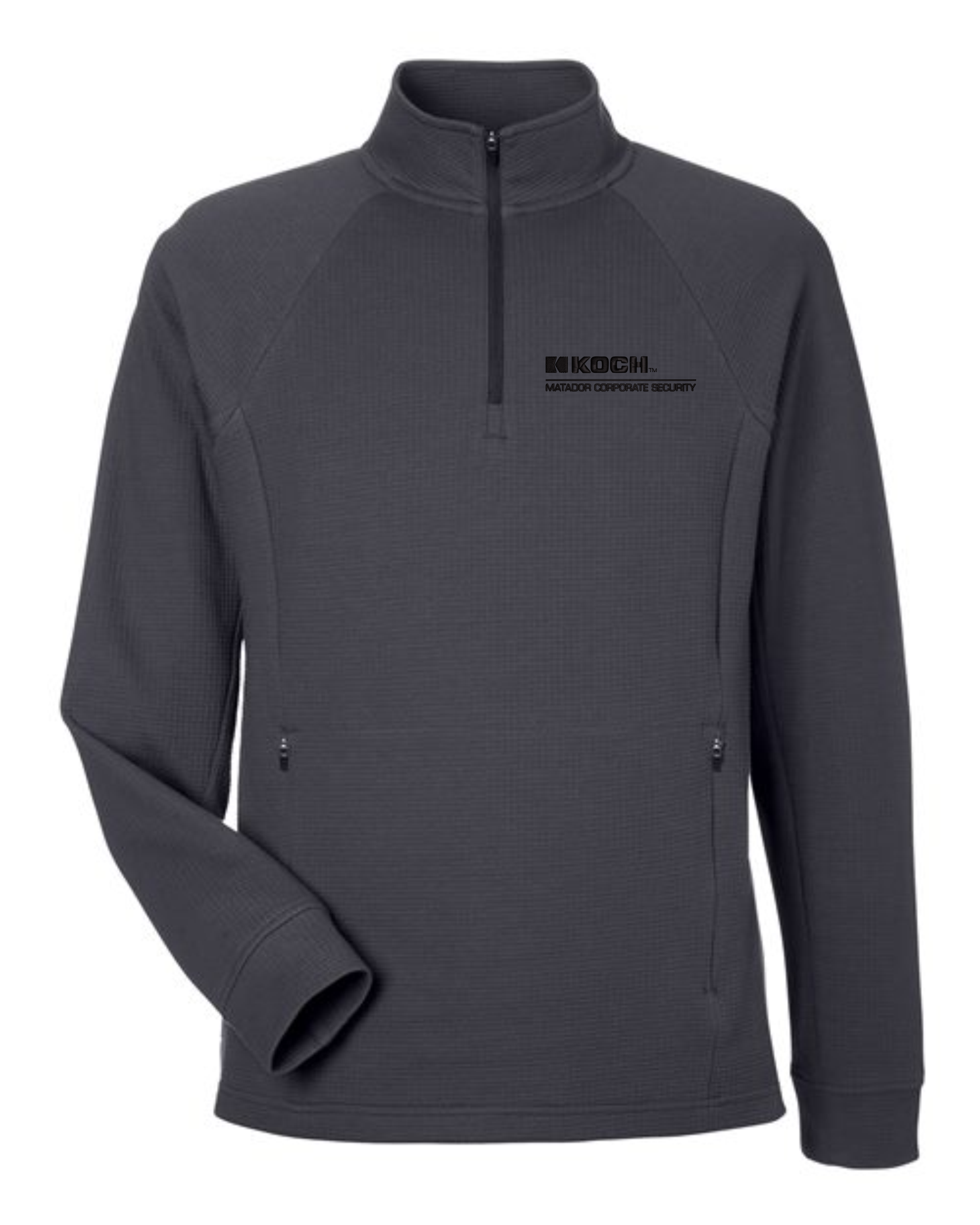 North End NE200 Rhythm Waffle Quarter-Zip Pullover With Koch Text Embroidery