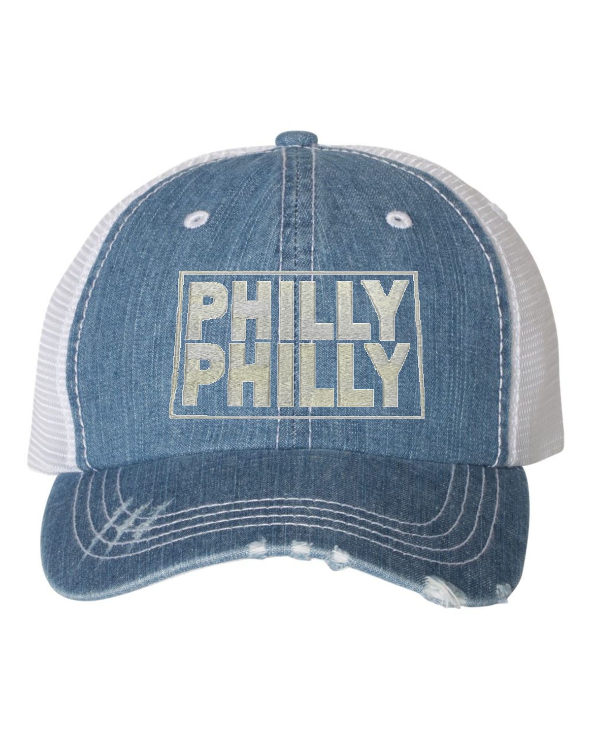 Philly Philly Embroidered Distressed Trucker Cap